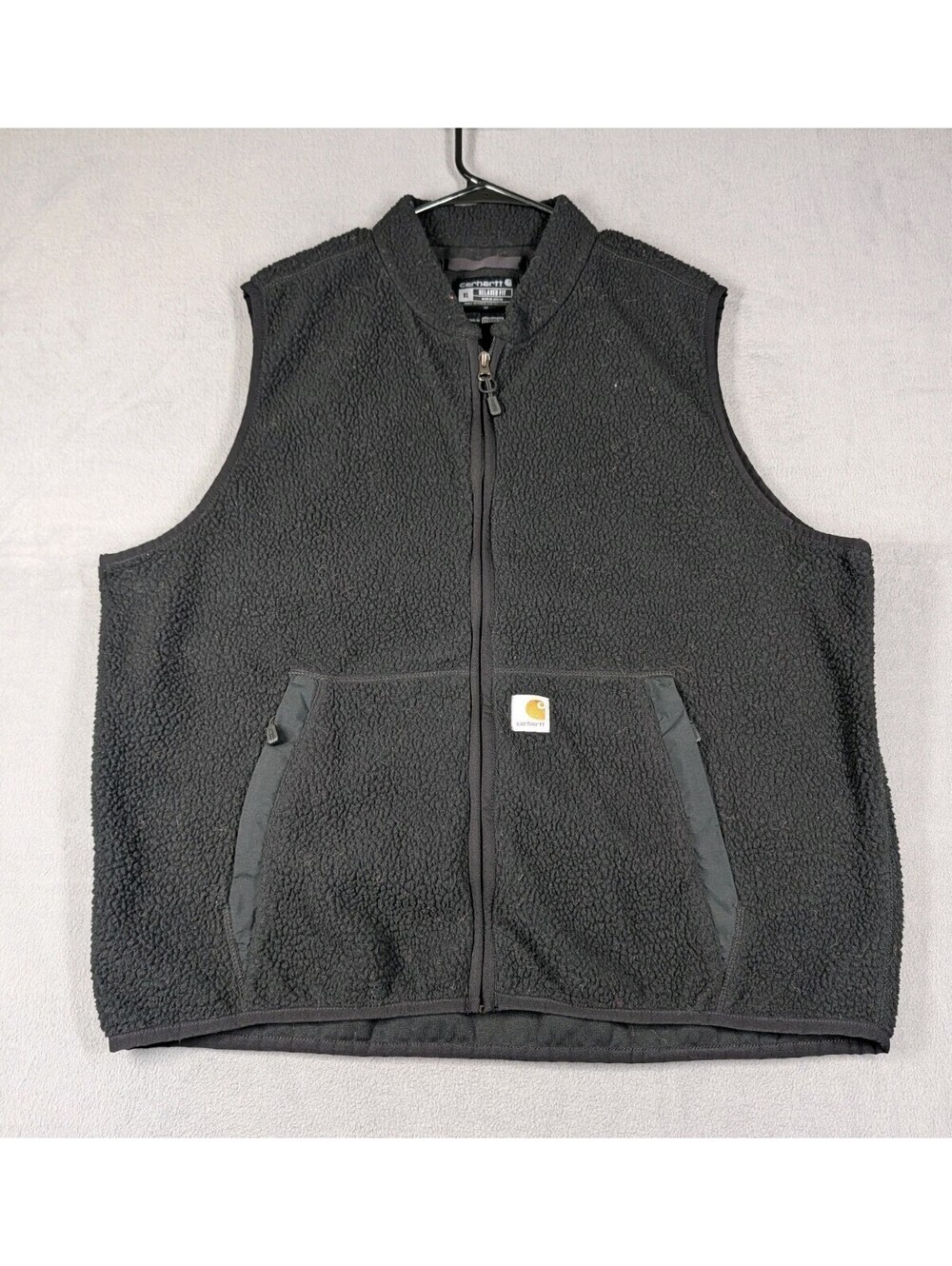 Carhartt Mens XL Black Sherpa Fleece Vest Full Zip Relaxed Fit Work Outdoor Warm
